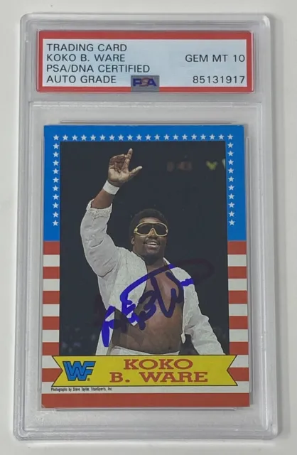 KOKO B. WARE Signed 1987 Topps Rookie Card PSA 10 Mint Auto Wrestling Autograph