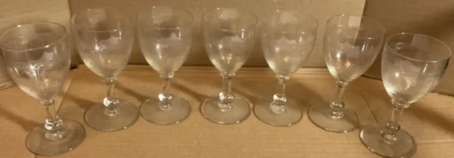 7 Verres A Porto Crystal Ancien