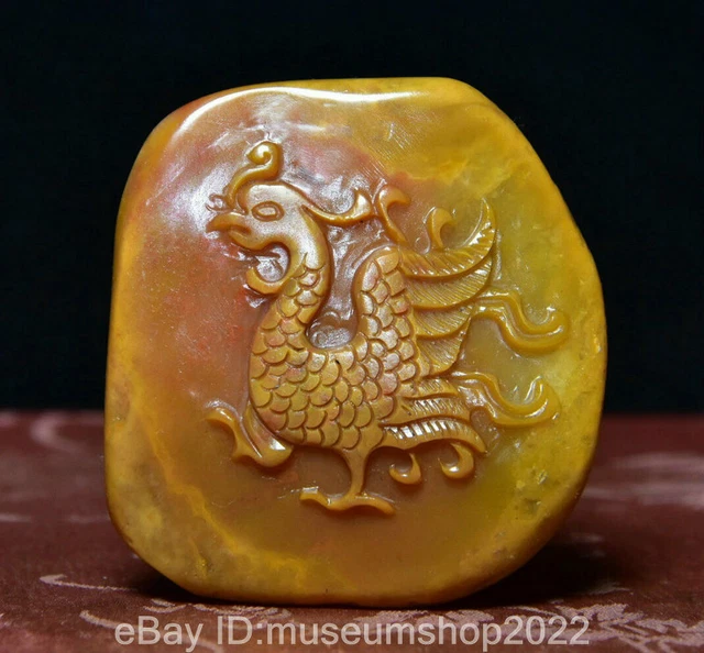 2.4" Old China Shoushan Stone Carved Phoenix Dynasty imperial Seal Stamp Signet