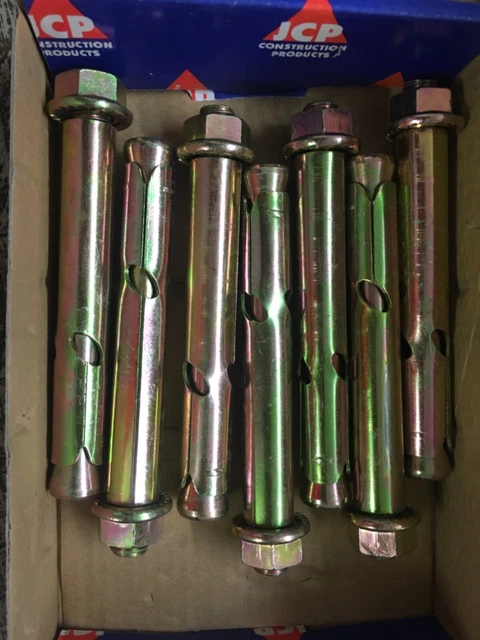 Dado Di Ancoraggio In Cemento Manicotto 16 Mm Zinco. Lunghezza 65 Mm. Set Di 7.Nuovo.