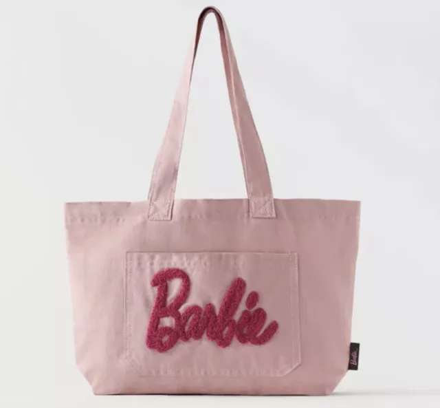 Borsa tote ZARA Barbie rosa Mattel nuova con etichette bambini