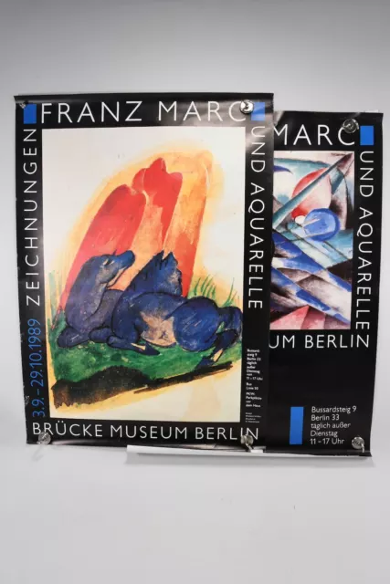 P08C75- 2x Franz Marc Ausstellungsplakat Brücke Museum Berlin 1989