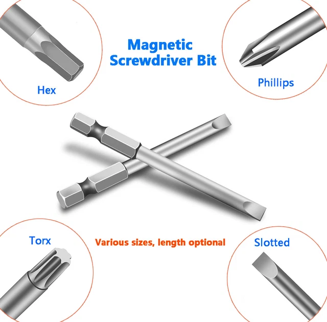 Screwdirver Bit Electric Magnetic Screw Driver Heads Phillips/Torx/Slotted / Hex