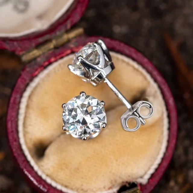 Classic Hexagon Single Diamond Zircon Earrings Bride's Earrings Earrings Hoop