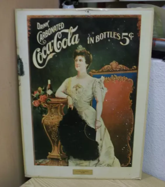 Retrò Coca Cola Insegna Cartone Lillian Russell 1904 Pubblicità 59x42 Nostalgia