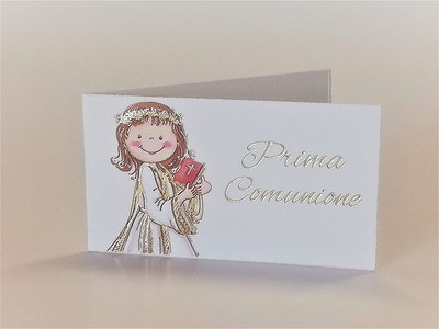 Cartotecnica Italiana 100 Pz Bigliettini Bomboniera Prima Comunione Femminili impaginati in Formato A4 