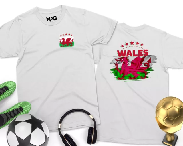 T-shirt calcio WALES Cymru bandiera gallese maglietta Galles squadra di calcio coppa del mondo