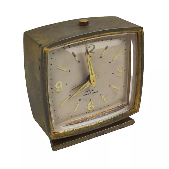 Antico OROLOGIO DA TAVOLO Sveglia REPEAT DIAFIX 8 JEWELS Vintage Art Dèco Raro