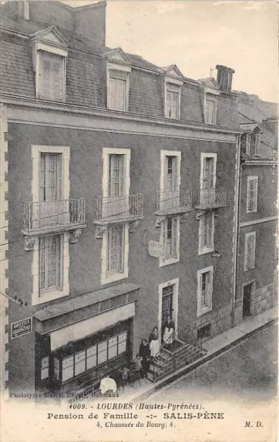 Cpa 65 Lourdes Pension De Famille Salis Pene