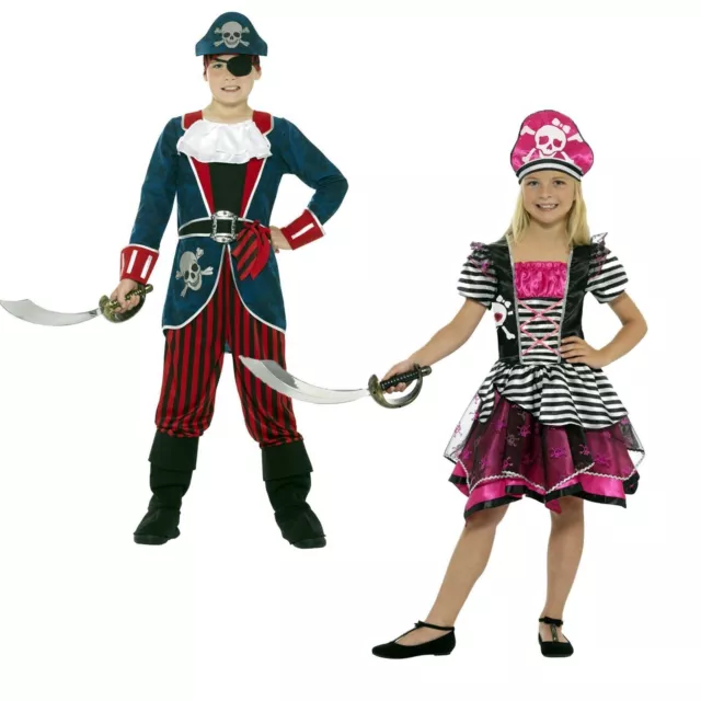 Bambini Ragazzi Deluxe Capitano Pirata Bucaniere Costume Libro Giorno Kit