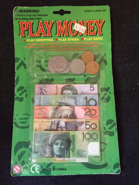 NEW Pack of Play Money Australian Notes & Coins