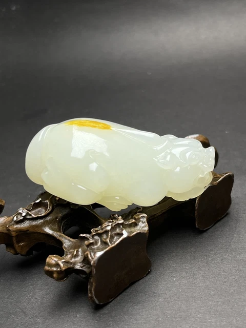 Chinese Exquisite Handmade Brave Troops carving Hetian Jade Statue