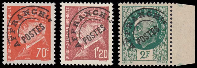 France Preobliterados P- 84/86 1938-43 Pétain MNH