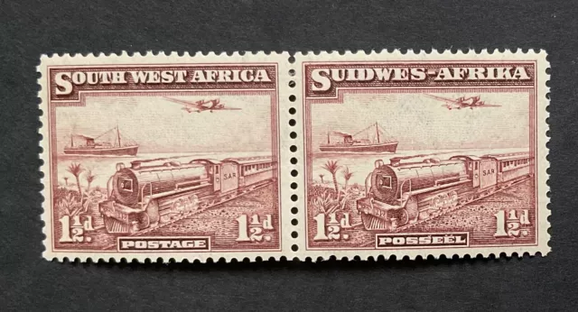 South West Africa 1937 1½d purple brown m/m pair SG 96 (ct£29)