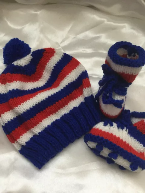 Hand Knitted Baby Footy Beanie And Boots/ Booties