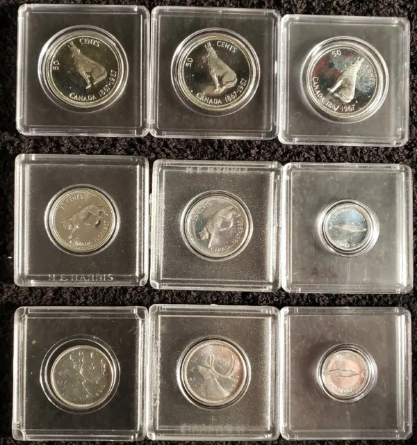 Silver Canada Proof Lot * 3 Halves, 4 Quarters, 2 Dimes All BU 1.5oz Net AG