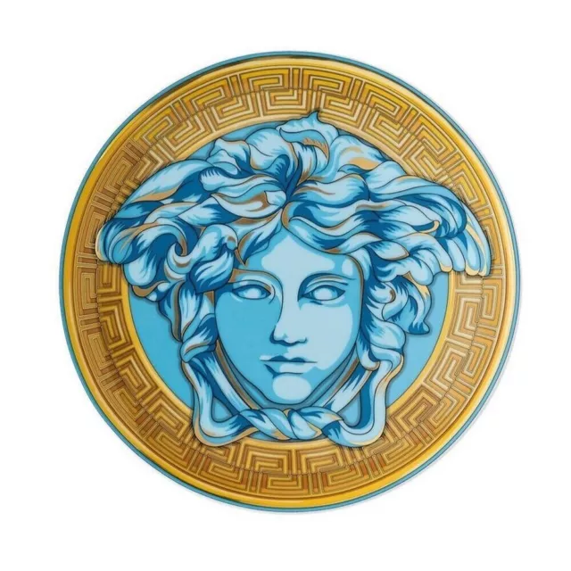 New Rosenthal Versace Medusa Amplified Coin Plate 17Cm Blue Rrp$209