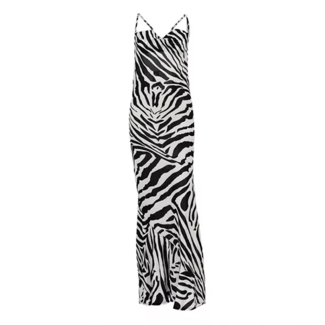 [Rat & Boa Dupe] Zebra Animal Print Chiffon Maxi Semi-Sheer Dress