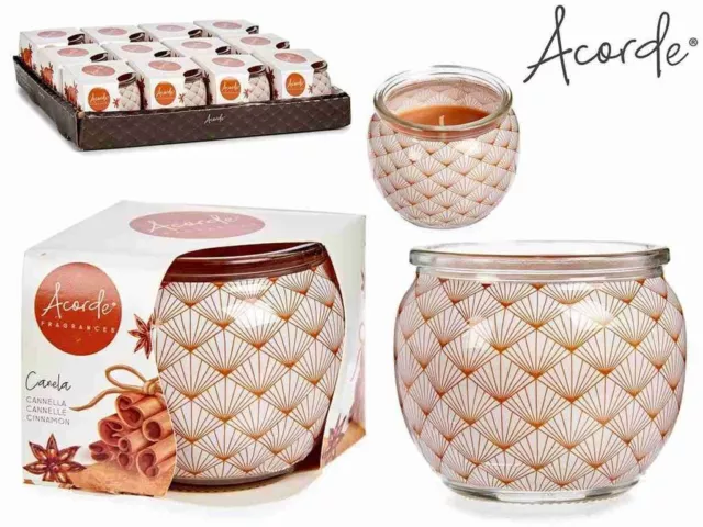 Set 12 Pièces Pot Verre Décoré Bougie Parfumée Cannelle Épicé Dfh