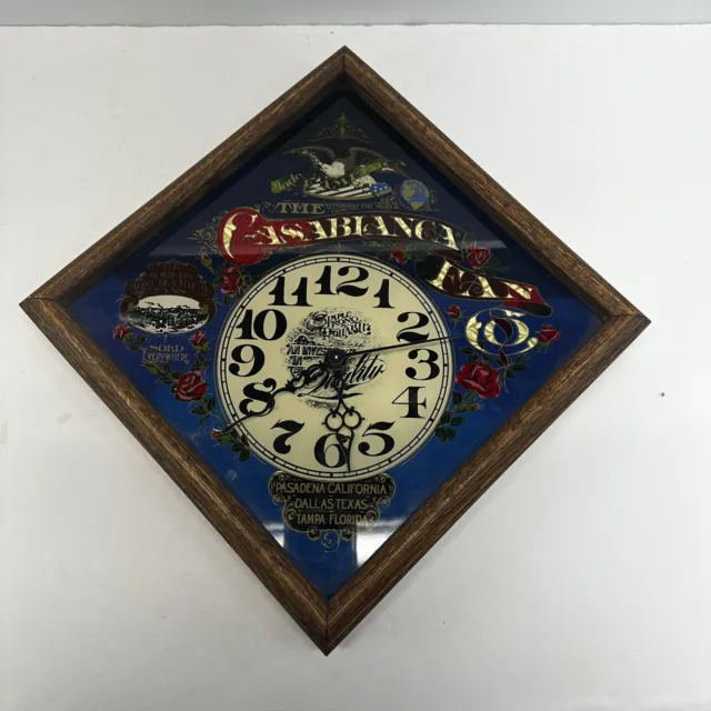 VTG 80s Casablanca Ceiling Fan Advertising Clock  Oak Wood Frame new mechanism
