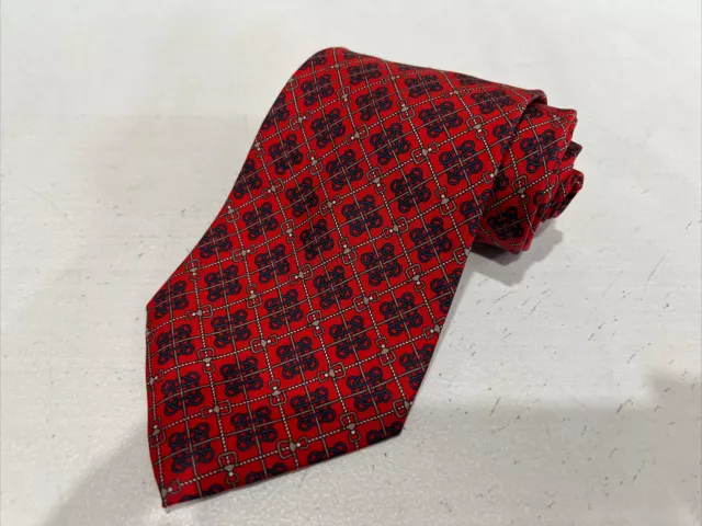 Saks 5th Avenue Men's Red Geometric Silk Neck Tie $125