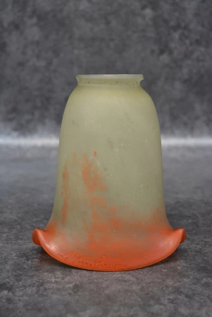 Ancienne Tulipe En Pate De Verre Signee Le Verre Francais Orange Et Blanche