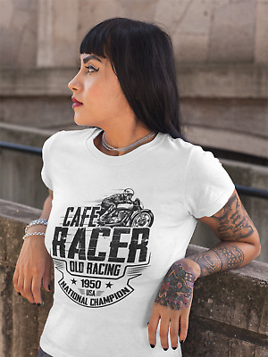 Cafe Racer Old Racing Moto Biker Ladies T-Shirt | Serigrafato