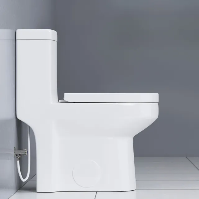 One Piece Toilet Bathroom Compact 0.8/1.28 GPF Dual Flush W/ Soft Closing Seat