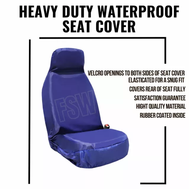 Drivers Seat Cover For Car Van 4x4 Mpv Extra Heavy Duty 100% Waterproof Blue