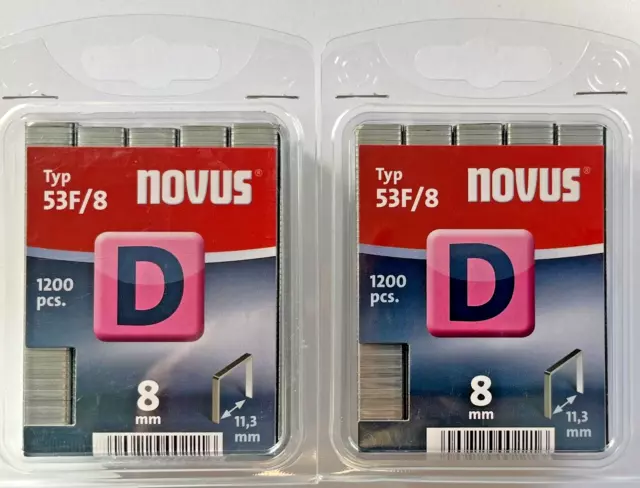 2x 1200 Tackerklammern Novus Typ D 53 F 8mm 8 11,3 mm Flachdrahtklammer 042-0375