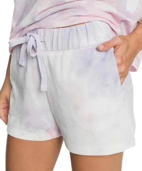 Roxy Womens Sweat Shorts Size L Pink Tie-Dye Magic Hour Drawstring Waist NWT $40