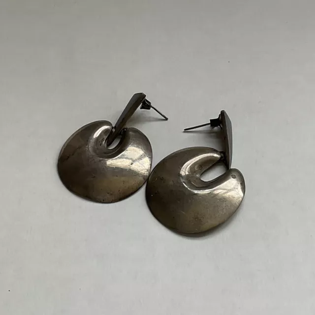 Vintage Estate Taxco Mexico Sterling Silver Black Onyx Earrings Posts Studs