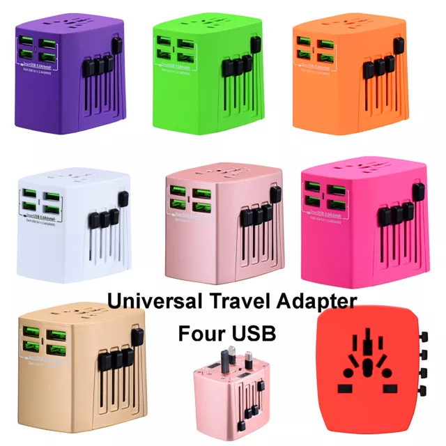 Universal Travel Adapter International World With FOUR USB Charger Wall AC Power
