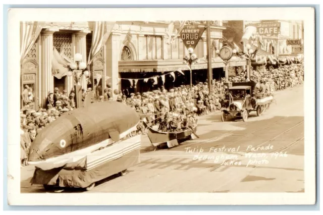 1923 Tulip Festival Parade Shark Float Jukes Bellingham WA RPPC Photo Postcard