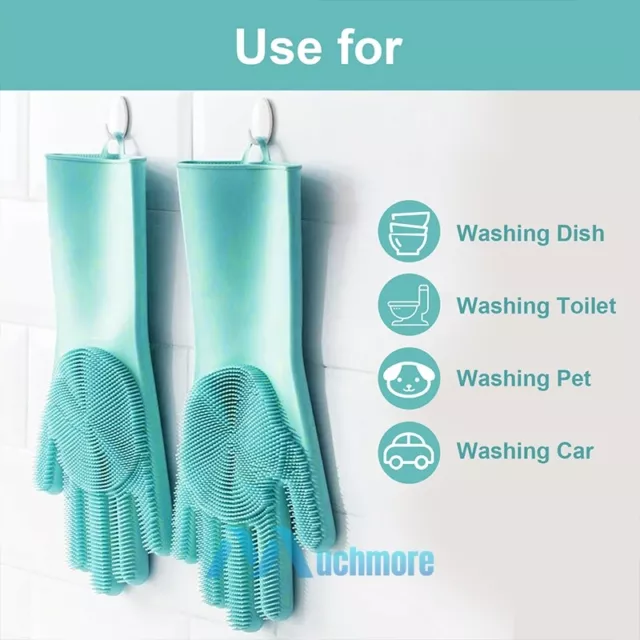 Pair Household Washing Gloves Dish Silicone Rubber Magic Scrubber Cleaning Tool