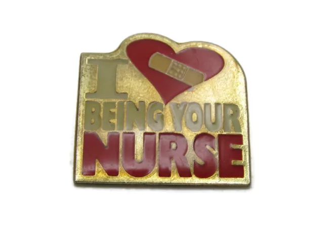 I Heart Being Your Nurse Pin Heart & Band Aid Gold Tone