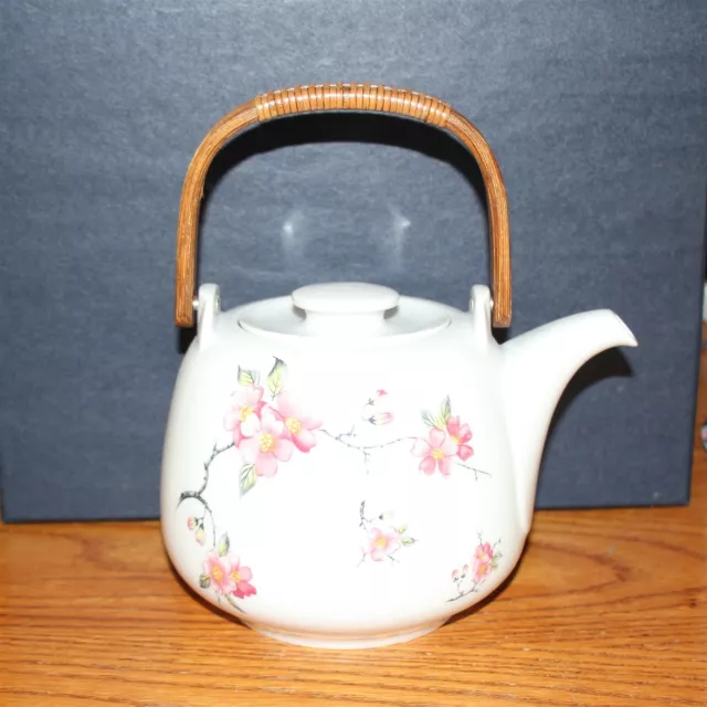 ARZBERG Cherry Blossom Teapot*Porcelain*VTG Germany*Tea Pot*Pink Flower