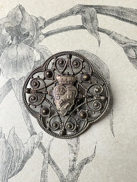 Broche Vintage Souvenir D'Alger - Filigrane Et Blason - Ancienne - Occasion