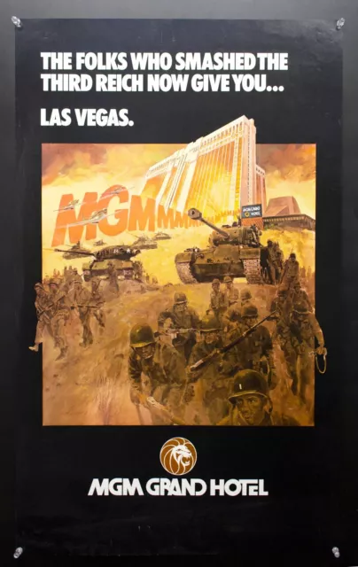 1973 MGM Grand Hotel Casino Las Vegas Grand Opening Poster Dirty Dozen Vintage