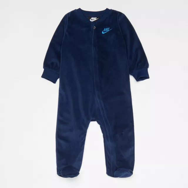 Nike Junior Baby Grow, Coverall Navy Blue Velour 6-9 months 62 to 68 cm, rrp £20