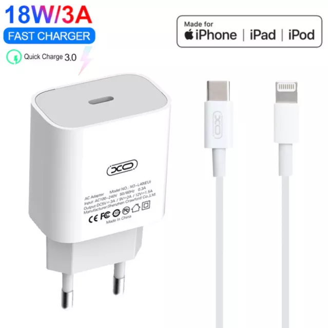 18W Adaptateur secteur Chargeur Rapide + Câble USB-C pour iPhone 12 Pro Max