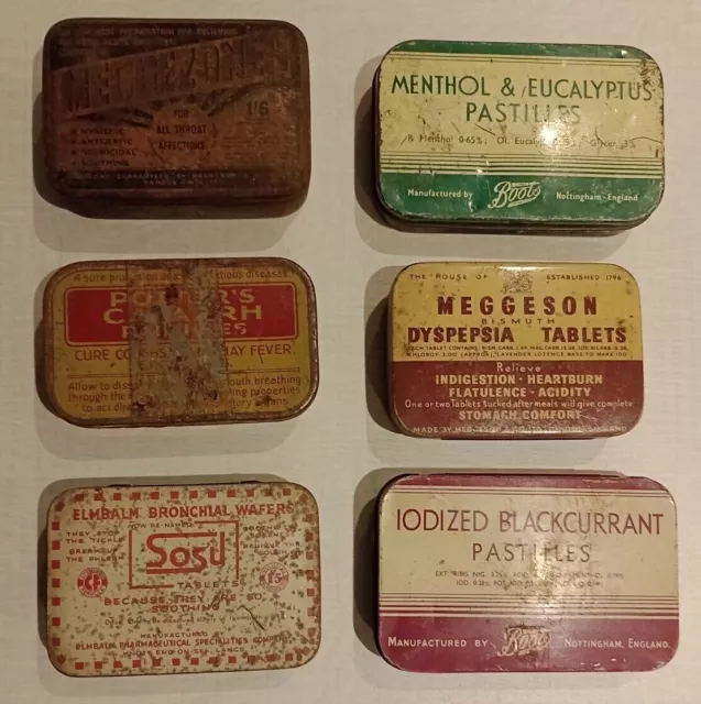 Vintage Collectable Antique Chemist Throat Pastille Sweet / First Aid Metal Tin