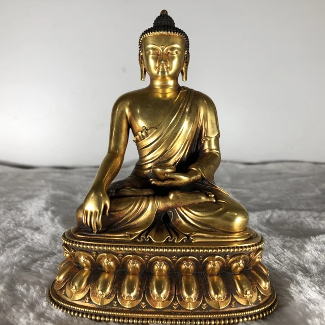 Chinese Exquisite Handmade Buddha Gilt Bronze Statue