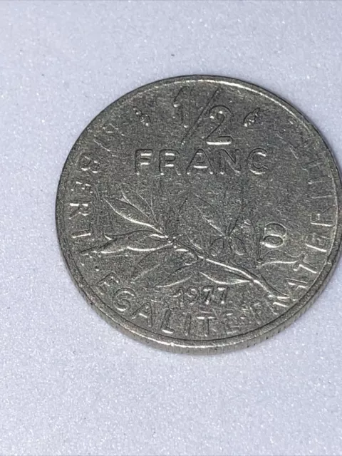 Vintage French, France, ½ 1/2 Half Franc O.Roty Coin, 1977