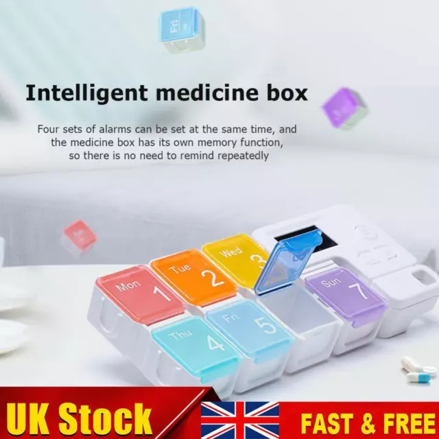 Electronic Medicine Drug Storage Alarm Box Timing Reminder Week Smart Pill Case.