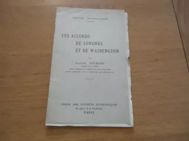 Vieux Papier  Accords De Londres Et De Washington Louis Dubois Dettes De Guerre