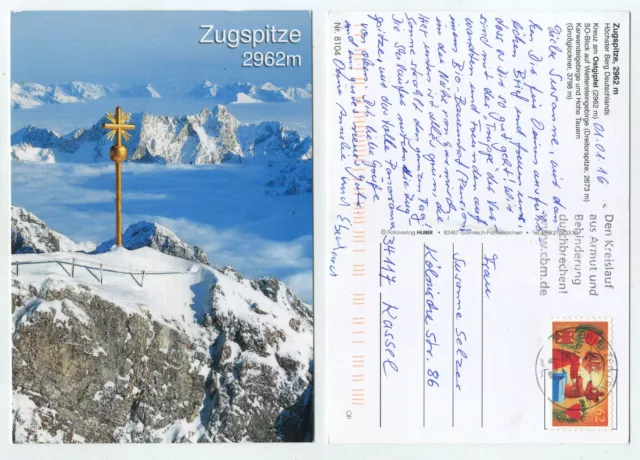 59875 - Zugspitze - Kreuz am Ostgipfel - Ansichtskarte, gelaufen