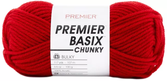 6 Pack Premier Basix Chunky Yarn-Deep Red 1145-12