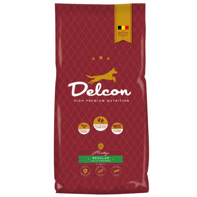 Delcon Comida para perros adultos REGULAR con pollo, razas grandes \/ 12 kg
