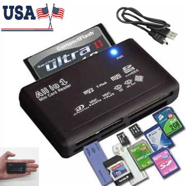 Memory Card Reader Mini 26-IN-1 USB 2.0 High Speed For CF xD SD MS SDHC US